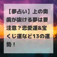 上の奥歯が抜ける夢のサムネイル